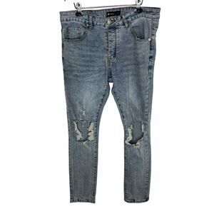 Purple-Brand P 001 Slim Fit Low Rise Distressed Slim Leg Jeans Men’s Size 34 NWT
